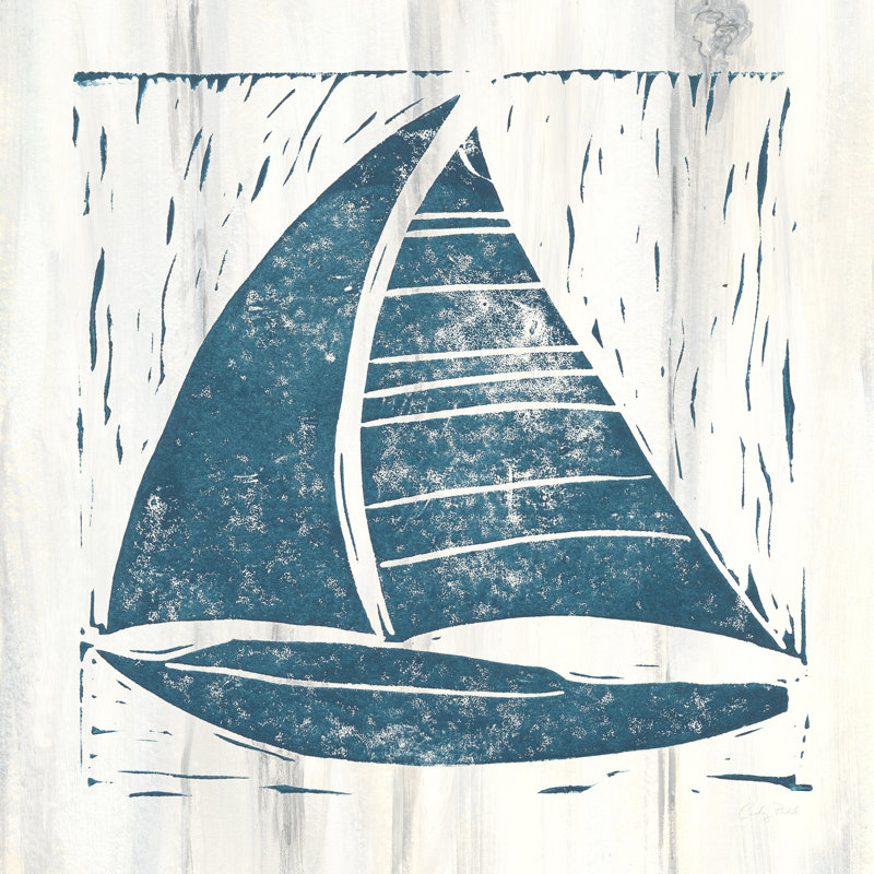 Collage nautique IV sur bois blanc, H 12 po x l 12 po, Cadre simple érable érable, Oui