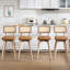 Tabouret de comptoir pivotant de style moderne Mid-Century de 26,2 po Anandi avec dossier en rotin de canne et structure en bois massif-132419951-134320079