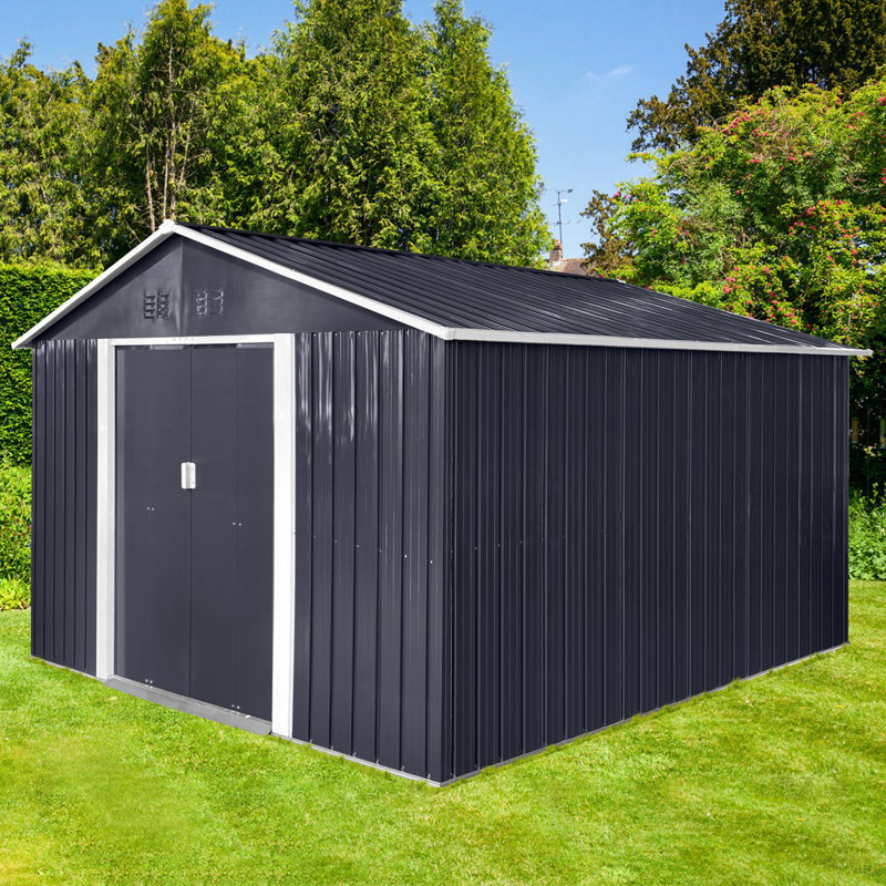 Abri de jardin en métal avec abri de jardin 11,2 pi x 10,6 pi avec fenêtre