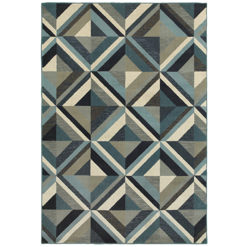 Tapis bleu Dracut, Rectangle 9 pi 10 po x 12 pi 10 po