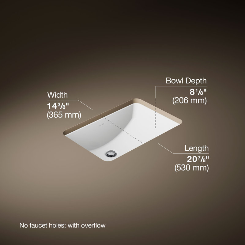 Ladena Vitreous China Rectangular Undermount Bathroom Sink, White