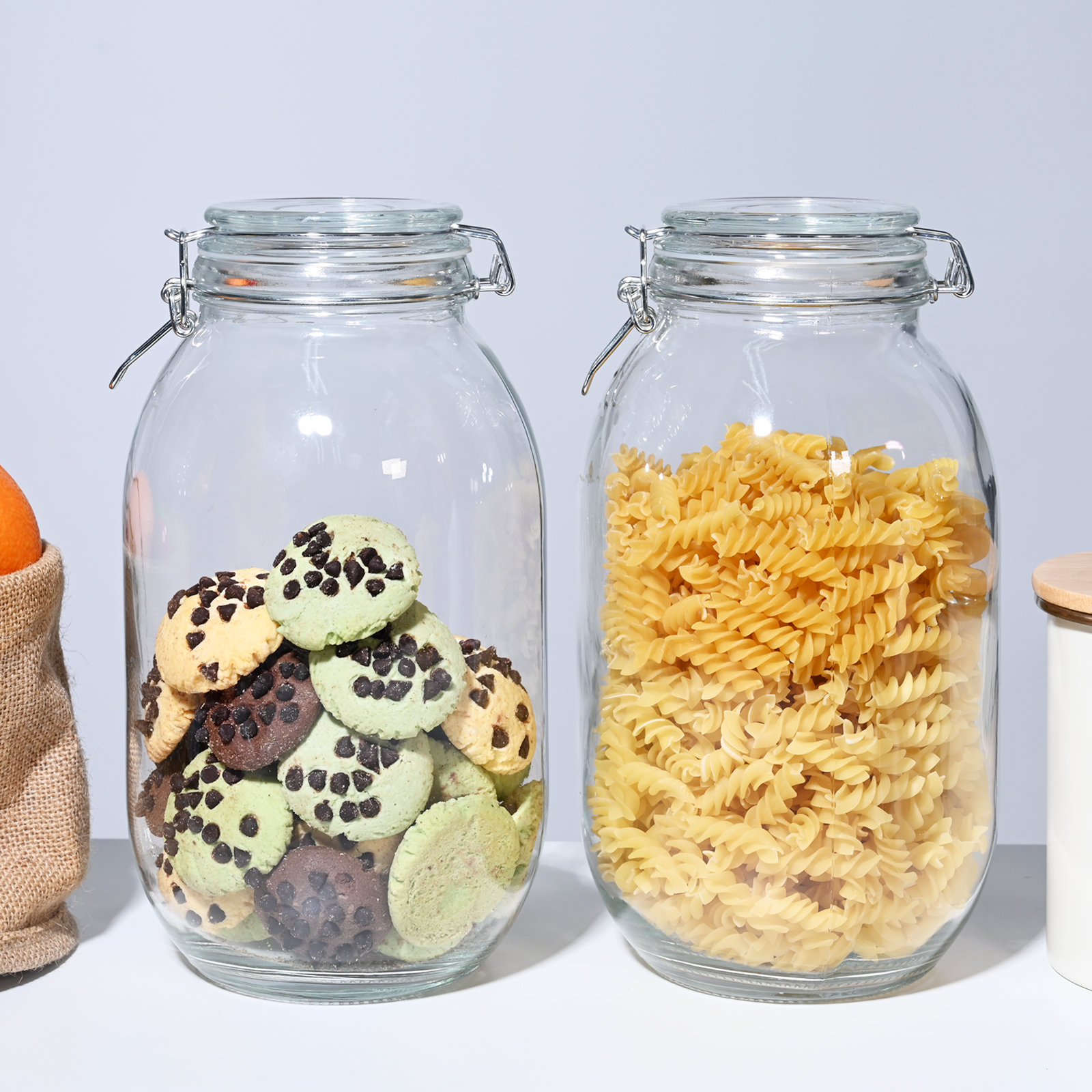 JoyJolt Glass Cookie Jar Food Storage - Set of 2