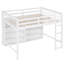 Lit mezzanine avec 8 tablettes ouvertes, blanc-1619440241