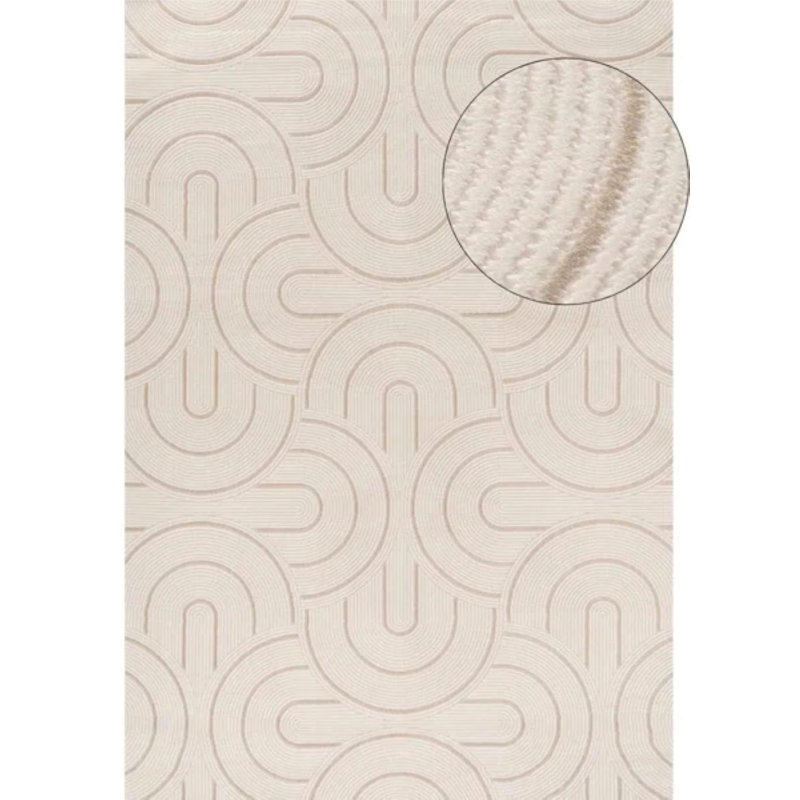 Carmel Modern Arc Cream/Beige Area Rug, Rectangle 80 x 150 cm