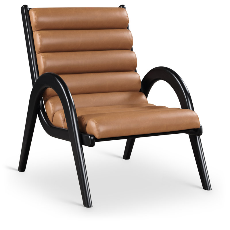 Fauteuil d'appoint en cuir Randal, Cognac Vegan Leathe, Noir, noir, noir, noir