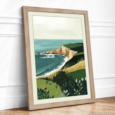 Cliffs and Turquoise Waters Coastal - Framed Print
