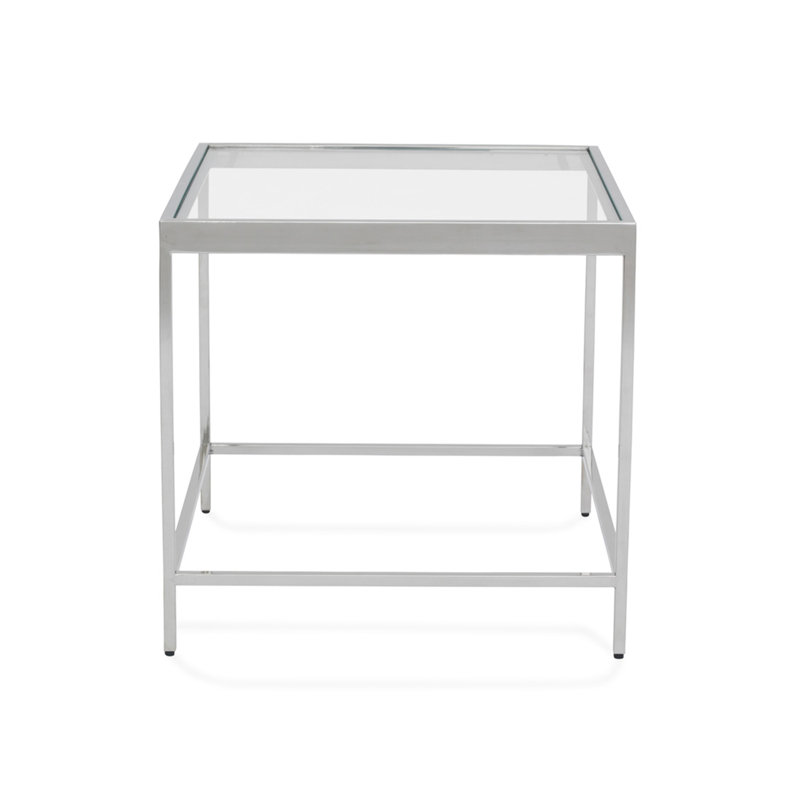 Vienna Side Table - Glass  Top, Polished Stainless Steel