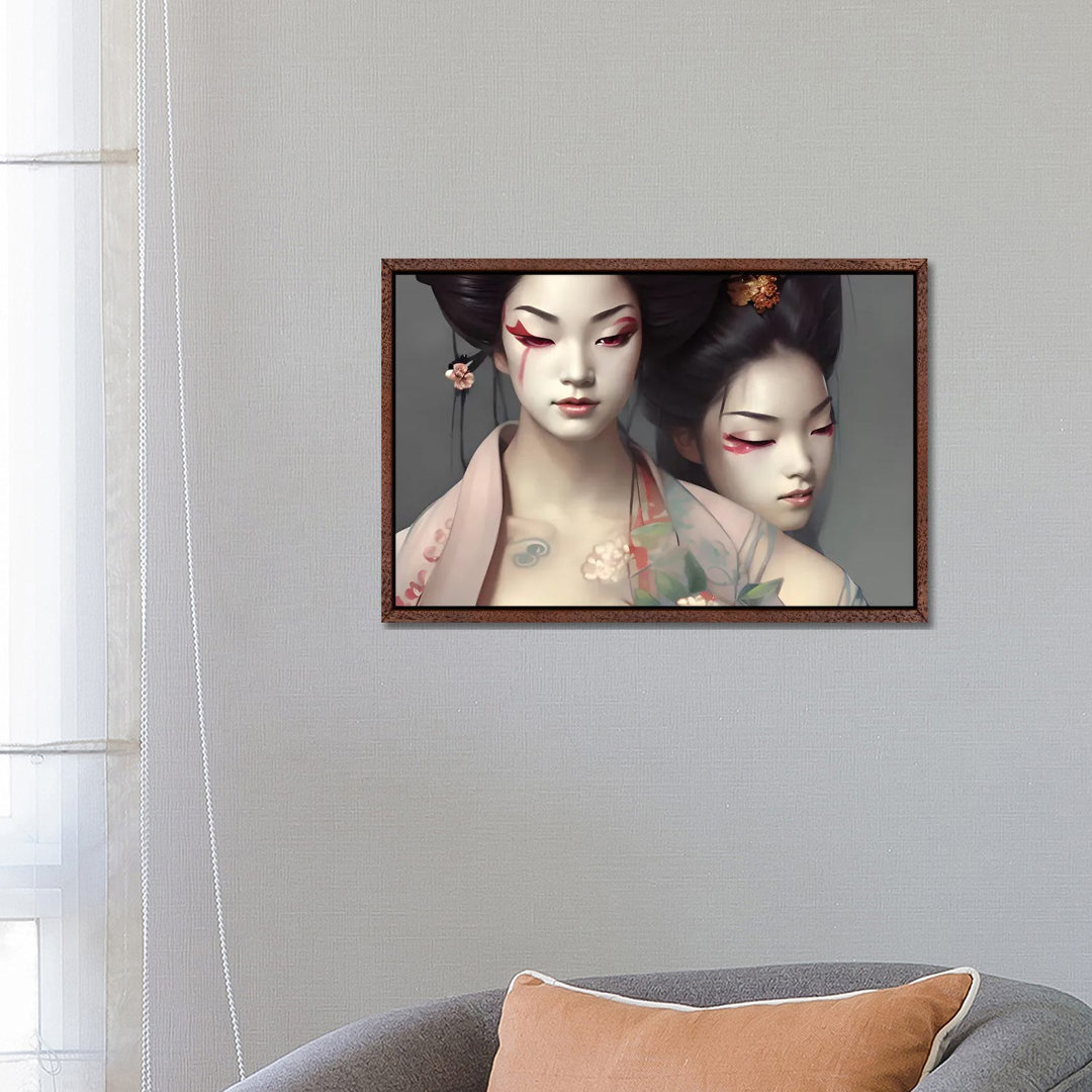 Beautiful Geishas Posing von Alessandro Della Torre - Galerie-verpackte Leinwand Giclée auf Leinwand