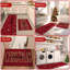 Tapis de couloir décoratif rouge imprimé Noël pour intérieur, lavable, à poils courts, pliable, ne peluche pas, 43 x 74 cm + 43 x 119 cm