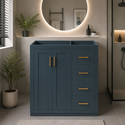 Ensemble de meuble-lavabo autoportant avec 3 tiroirs et portes à fermeture douce