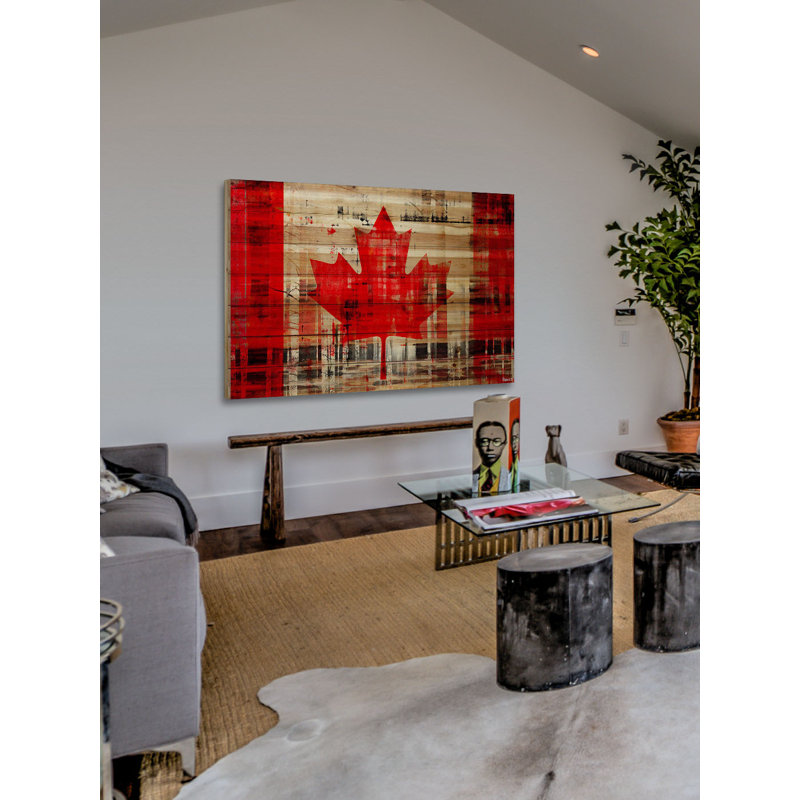 « canadien trees » par parvez taj,, reproduction d’art sur bois de pin naturel, H 24 po x l 36 po x P 1,5 po