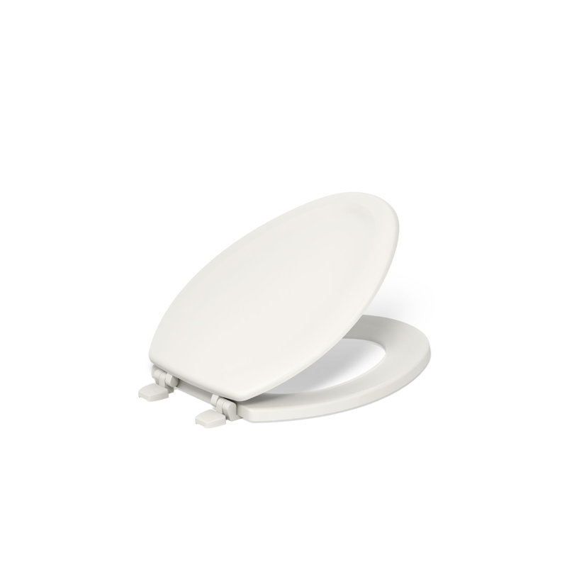 Stonewood Compression-Molded Wood Toilet Seat with Color-Matched Plastic Hinges, Biscuit, Elongated