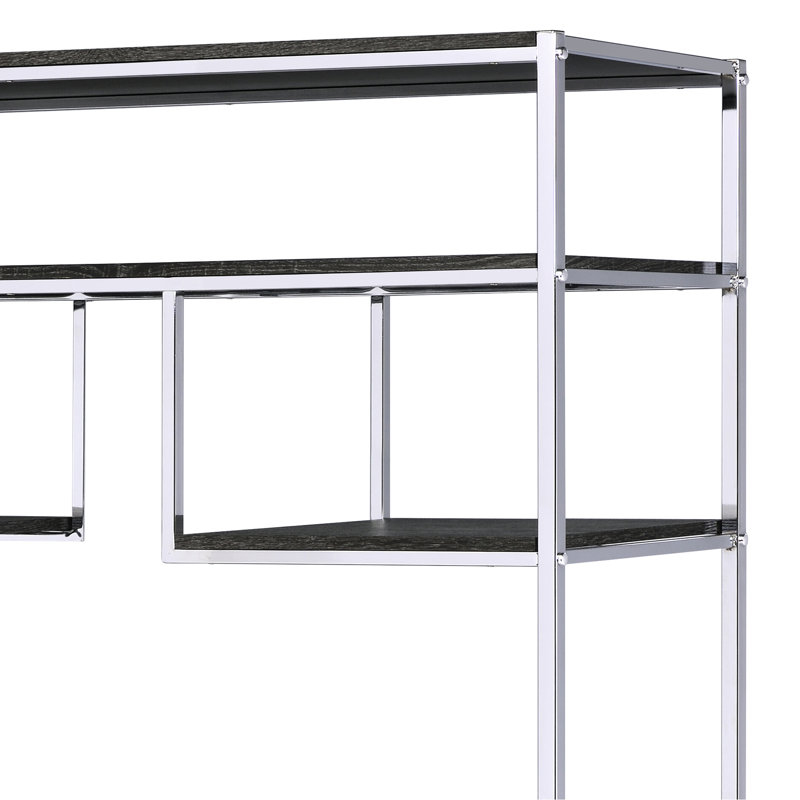 Rustic Grey Oak & 8-shelf Storage Stand, Geometric Design Facet, Metal Base, Adjustable Shelves For Game Room Bookcase - Open Storage, Construction, Wood