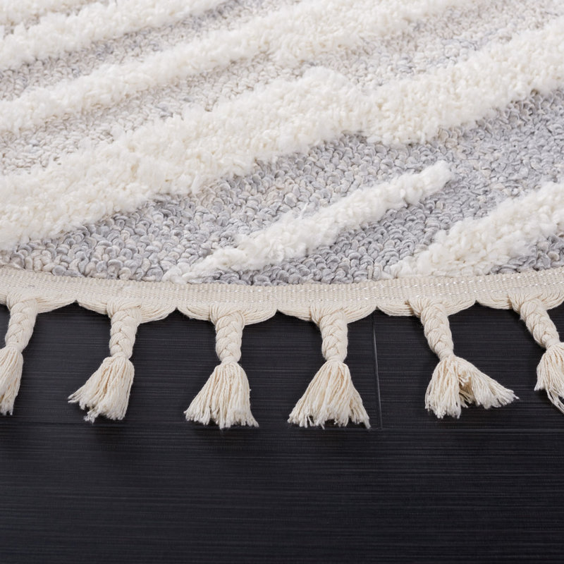 Tapis à poils longs Dinis, Rond 6 pi 7 po