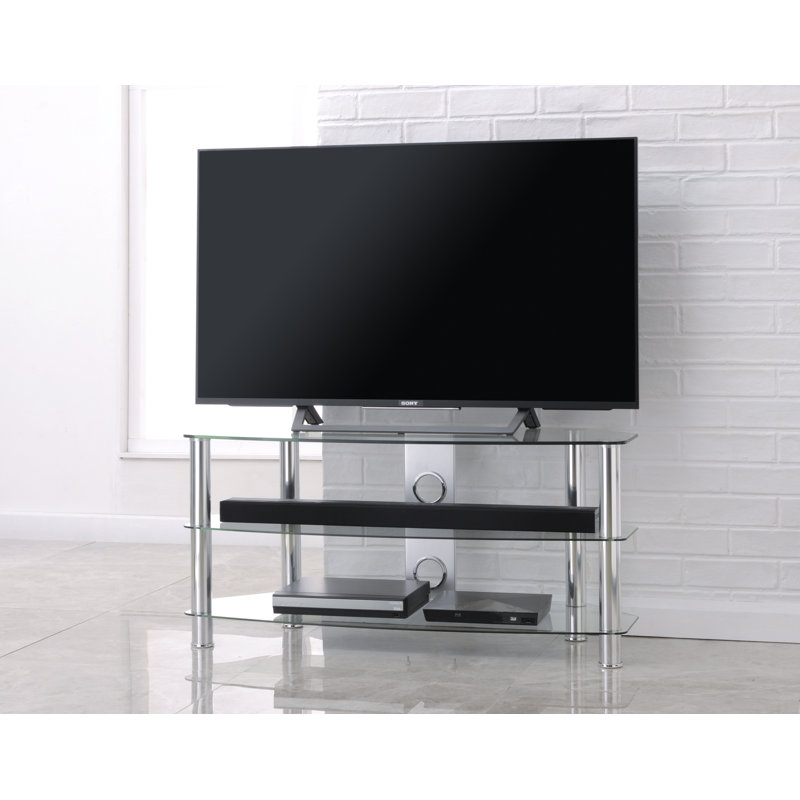 Mayaguana Unfinished TV Stand for TVs up to 43", Chrome / Clear, 51”H x 105”L x 40”W