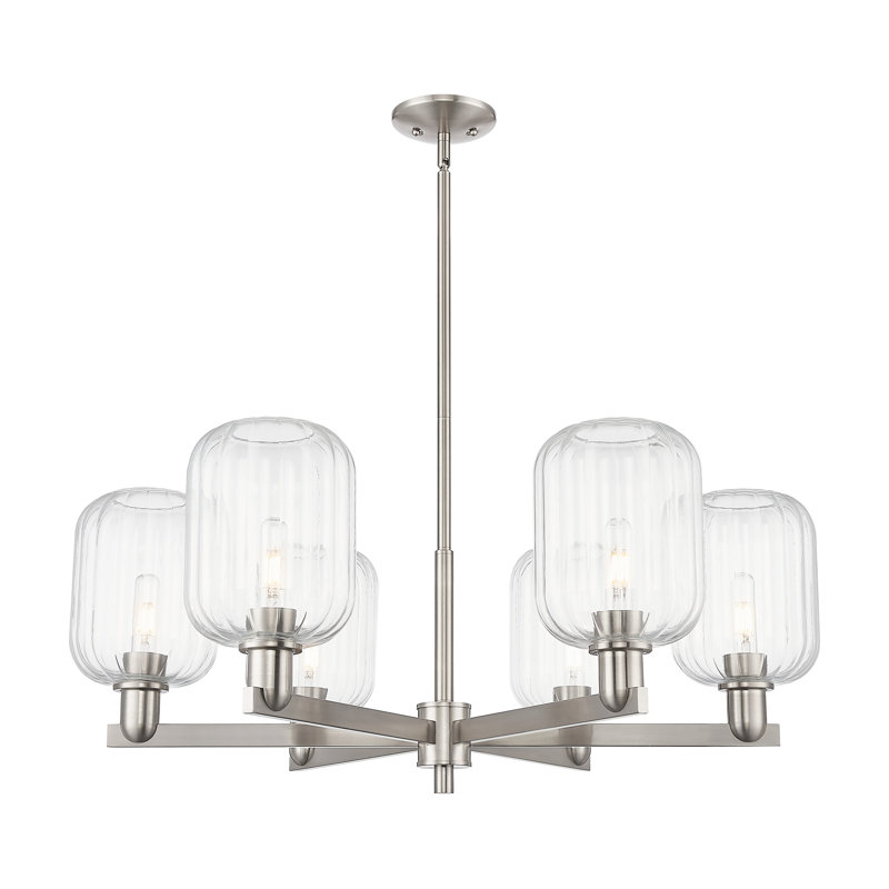 Hailsham - Lustre suspendu 6 lumières, Clair, Nickel satiné