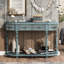 Table de salon 52 po, 4 tiroirs, 1 tablette, bleu antique et bois massif-415208540