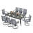9-Piece Outdoor Patio Dining Set – Includes 8 Swivel Rocking Chairs and Metal Table with Umbrella Hole – Seats 8 for Backyard, Poolside, Balcony, and Garden Use, Gray-1460368272