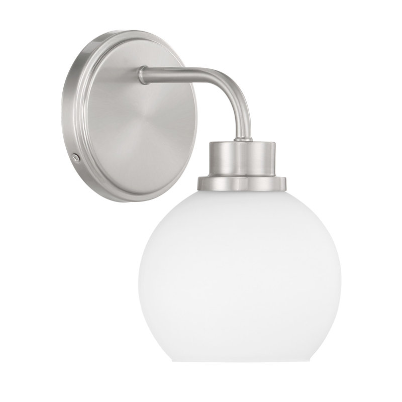 Applique murale 1 lumière Meridian en nickel brossé, Nickel brossé
