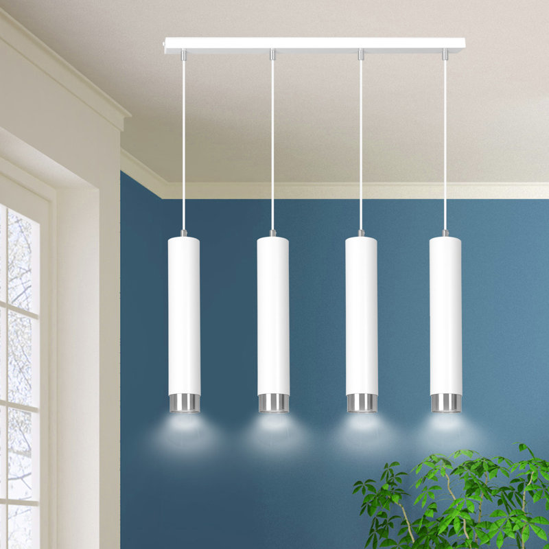 Danbury 4 - Light Cylinder Pendant, White, Chrome