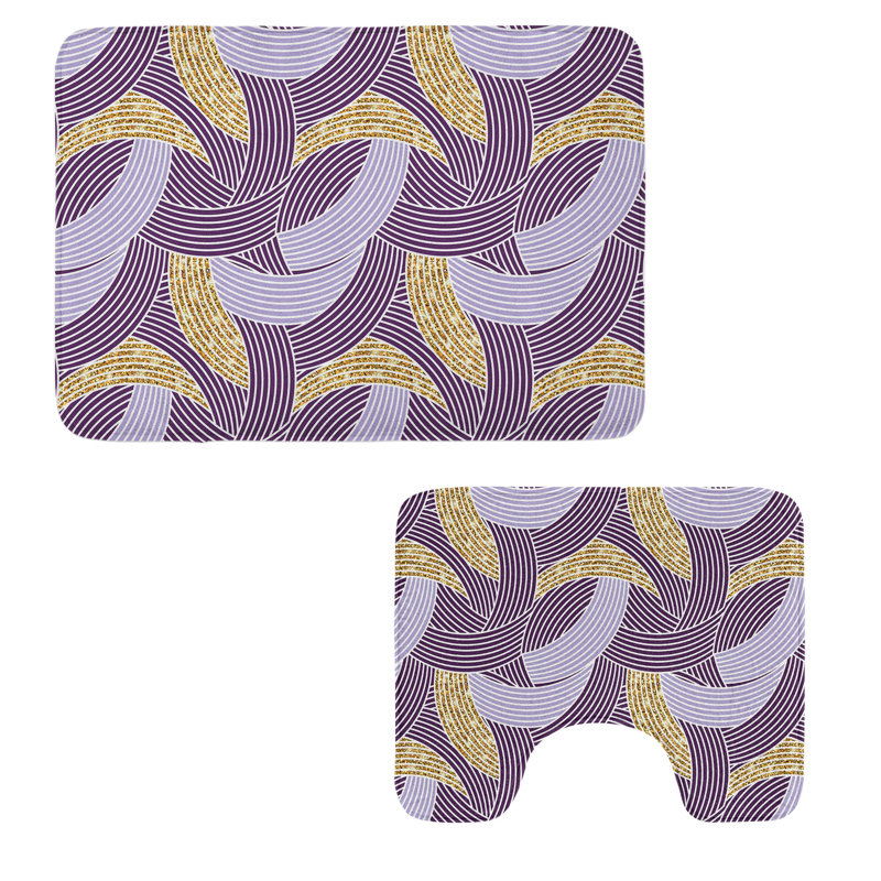  Ensemble de tapis géométriques pour salle de bain 2 pièces