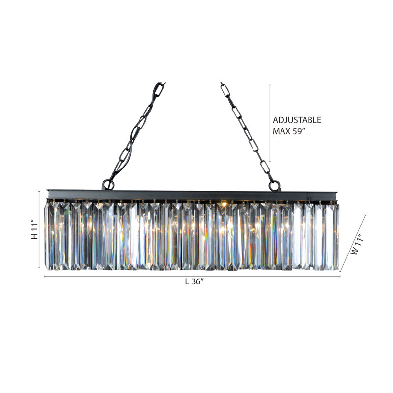 Lustre noir 5 lumières avec cristaux transparents