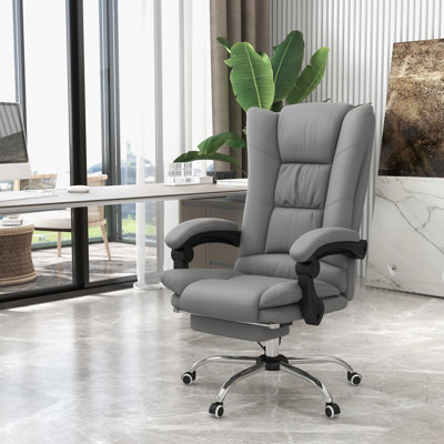 Vinsetto Executive Massage Office Chair With 4 Vibration And Heat, 3 Modes, PU Leather Swivel Chair With Adjustable Height, Reclining Back, And Footre