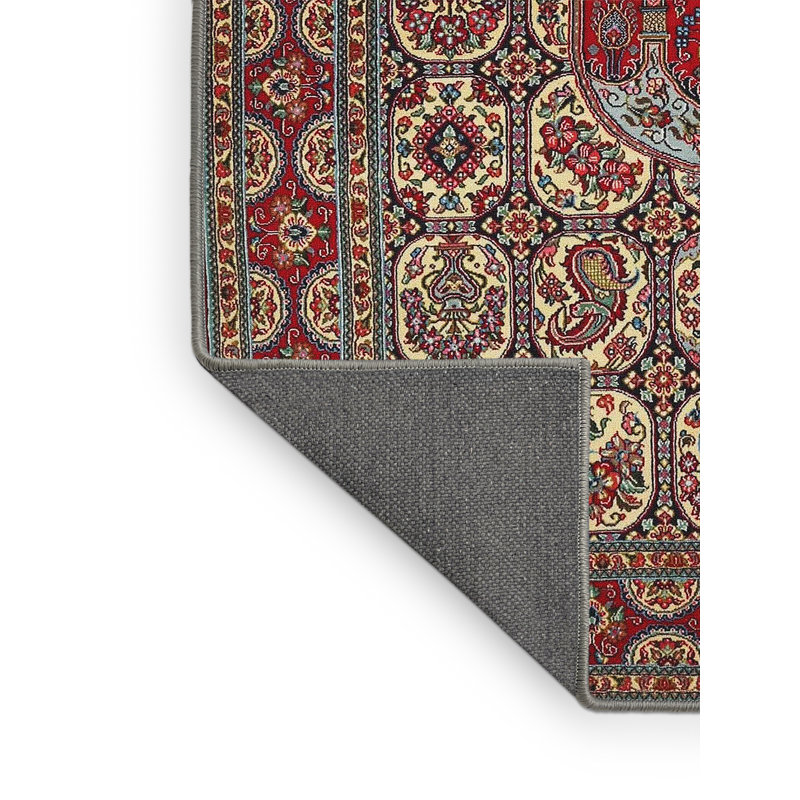 Tapis rouge/brun/gris traditionnel Porrima, Rectangle 7 pi x 9 pi