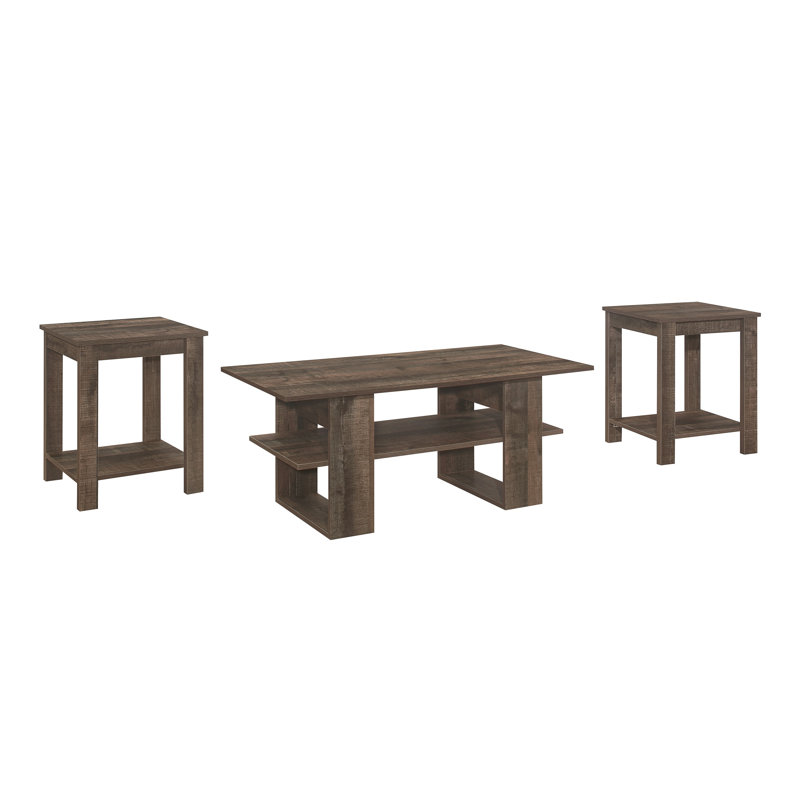 Ensemble de tables basses 3 pièces Ayzah, Chêne brun