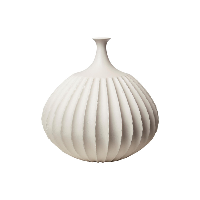 Sawtooth Vase-Rustic White-Sm
