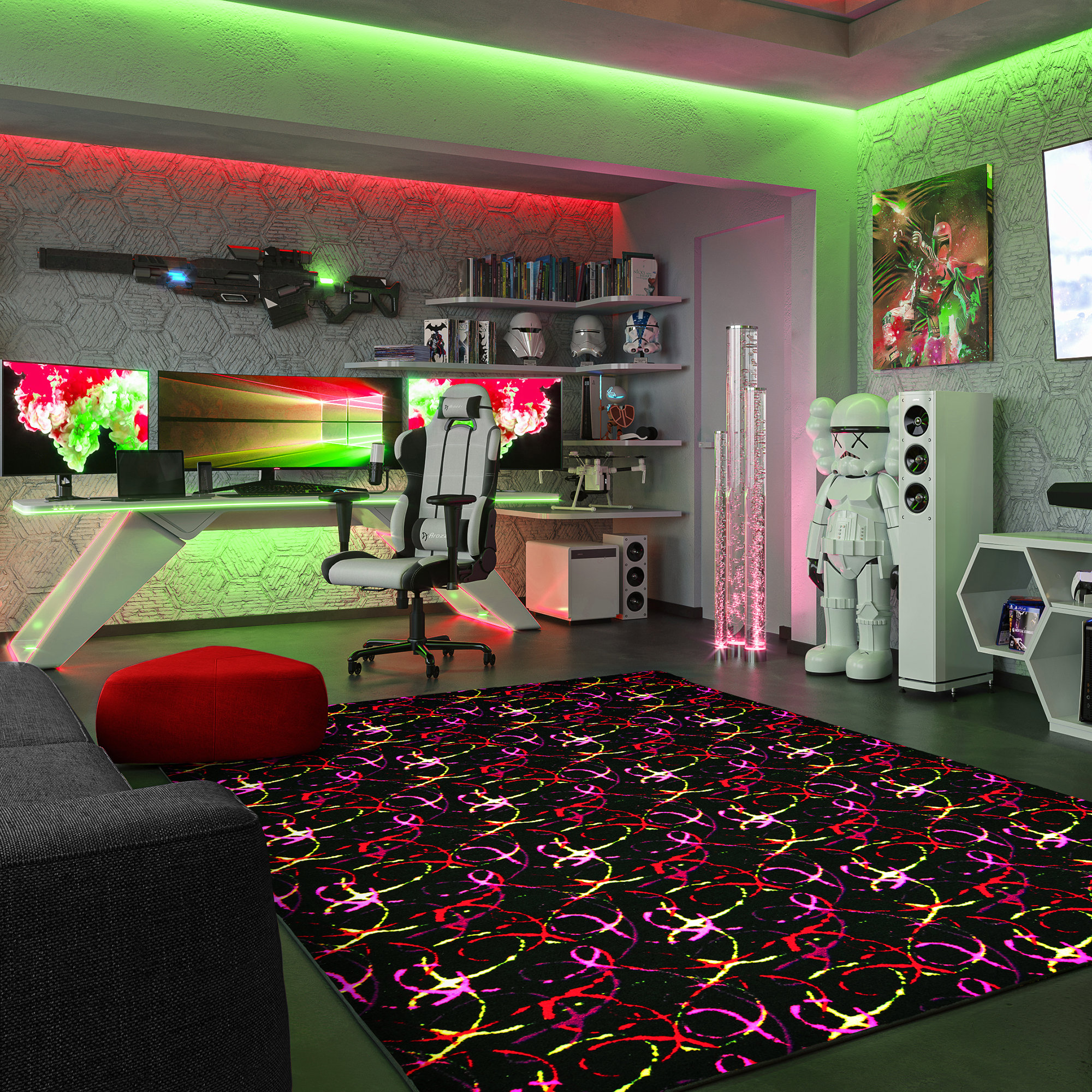 Joy Carpets Space Explorer Fluorescent Area Rug | Wayfair