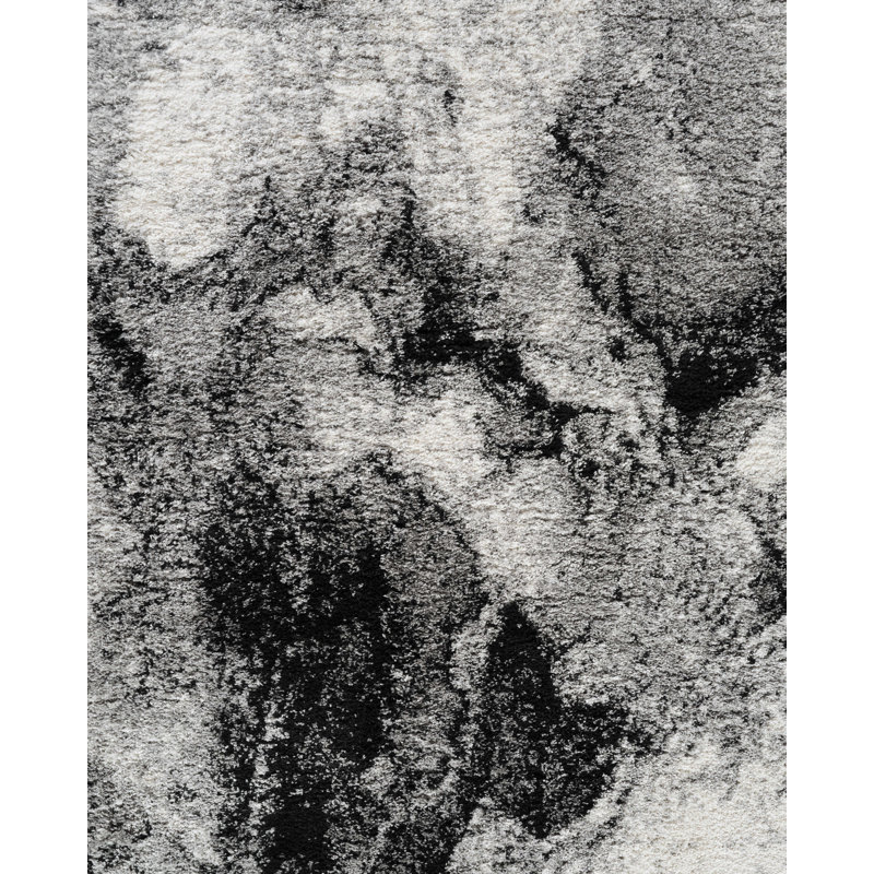 Shag Adrian Grey/Black Rug, Rectangle 8'9" x 12'2"