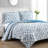 Enzyme White/Blue 100% Cotton Reversible Quilt Set-970681453