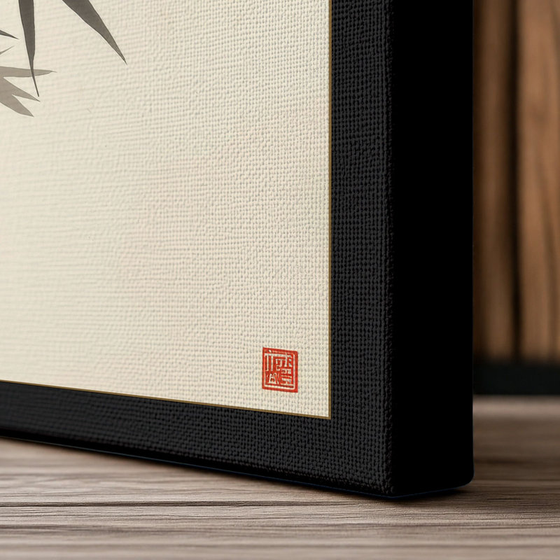 Bamboo in Ink Japandi - Wrapped Canvas, 36x24 - 91.4 x 61.0 cm, Black Border