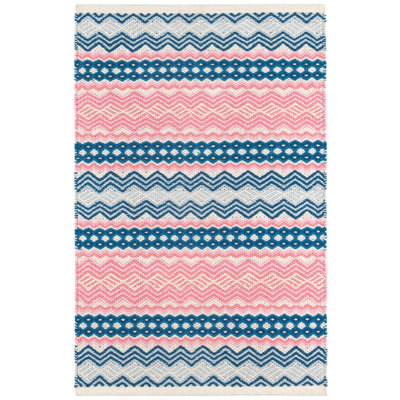 Zippie Stripe Berry Handwoven Cotton Rug