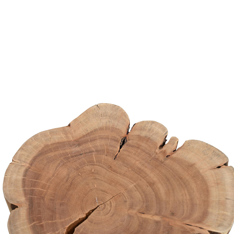 Brookleigh Solid Wood Stump Accent Stool, Teak