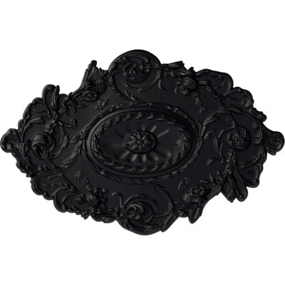 Endurathane Strasbourg Ceiling Medallion, 30 1/2"W x 20"H x 1 1/2"P, Hand-Painted Steel Gray Finish
