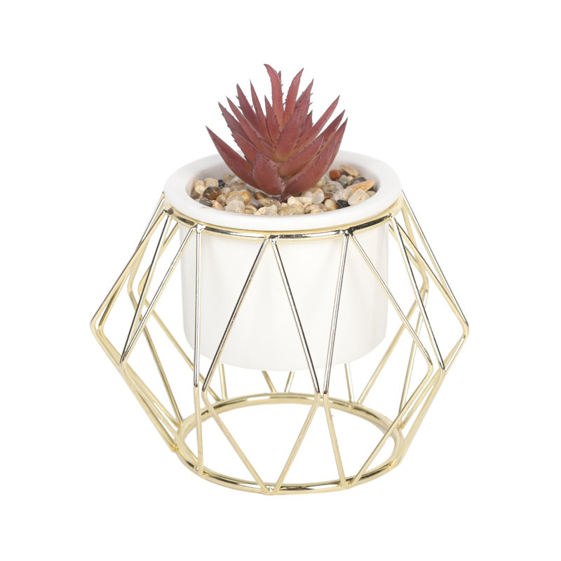 5.12cm Faux Succulent in Ceramic Pot