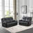 Black Semi-PU Leather 2-Piece Recliner Sofa Set – Manual Reclining Couch Set with Loveseat & Sofa for Living Room-91916770