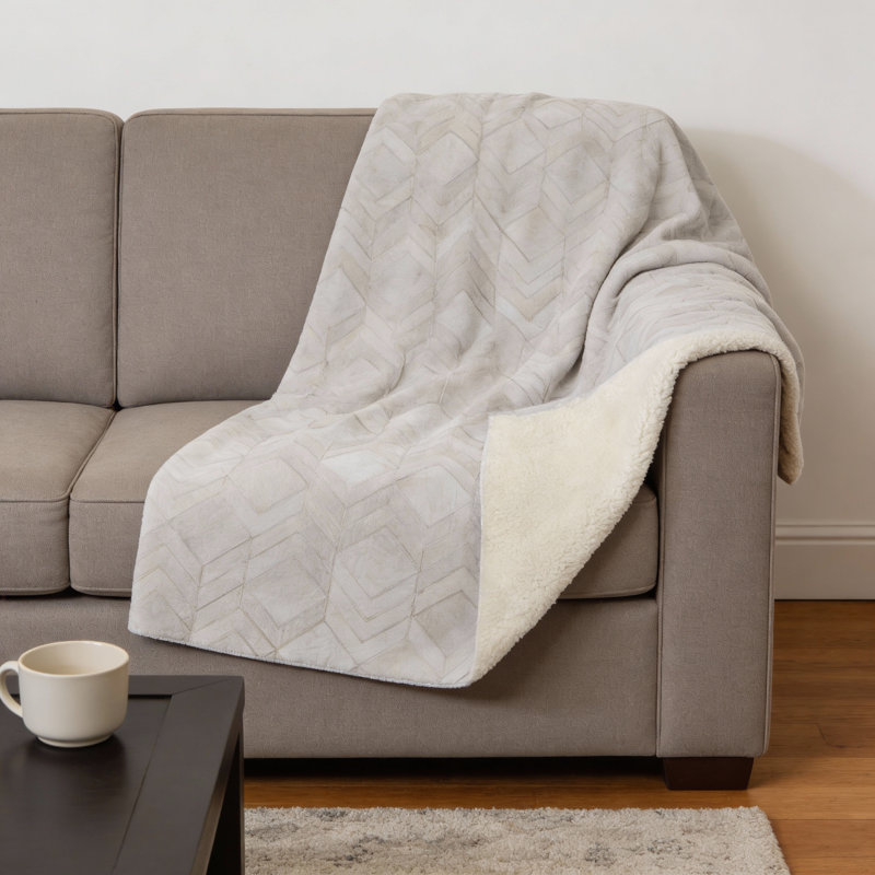 Jeté en microfibre 50 po x 70 po ivoire et beige