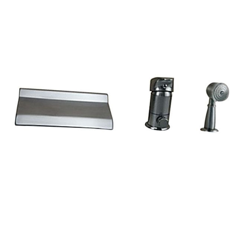 Robinet de baignoire Juno Mono Waterfall avec douchette en nickel brossé