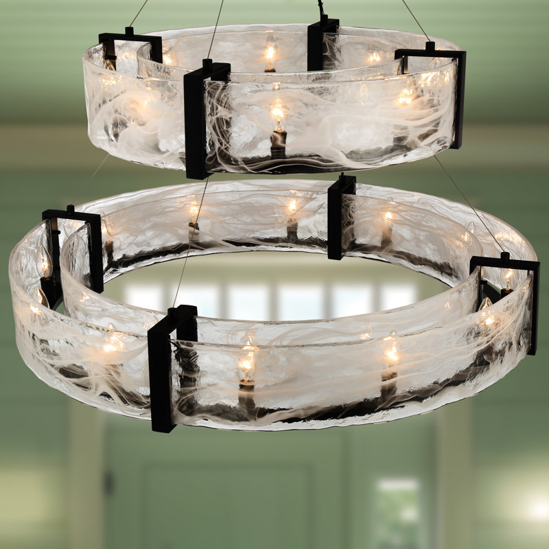 Cloud Break 20 - Light Steel Chandelier