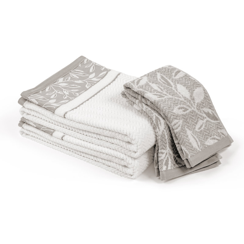 Blaikley Cotton Midweight Jacquard Mulit-Size Set, White/Grey