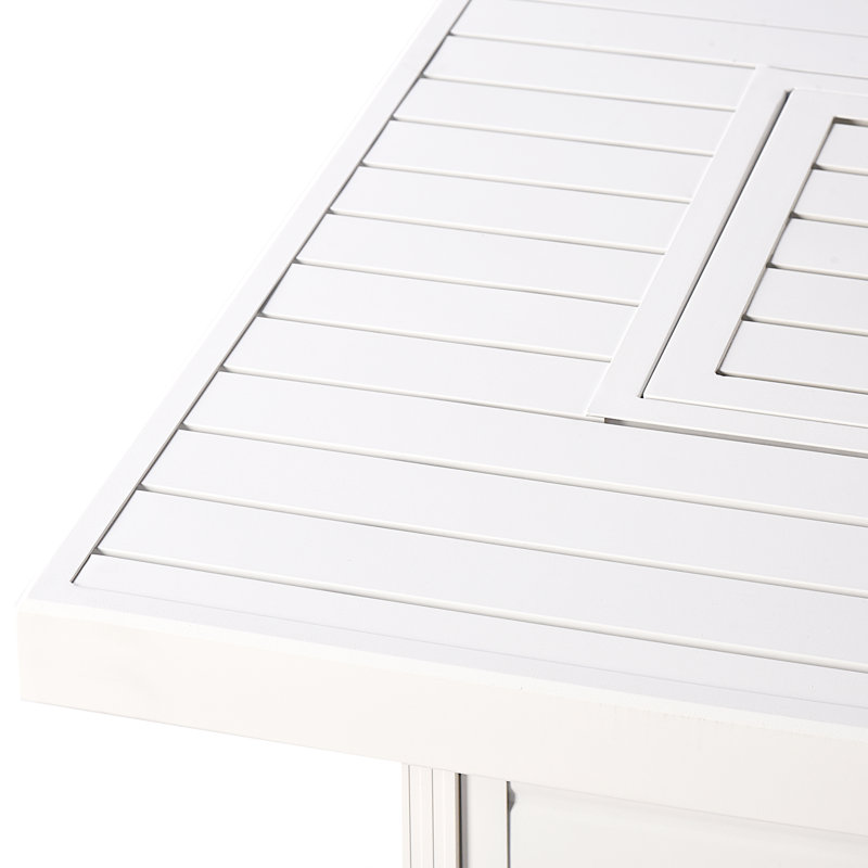 Yahya Rectangle Aluminum Propane Smokeless Fire Pit Table with Hidden Fuel Tank, White