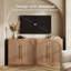 Buffet 65 po avec portes en bois à double arc et tablettes réglables, brun clair-240417979