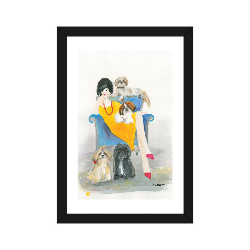 " I Need Another Shih Tzu " by Connie Collum Painting Print, 24" H x 16" W x 1" D, Black Framed Paper