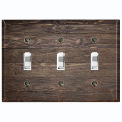 Brown Fence Nature Themed 3 - Gang Toggle Light Switch Standard Wall Plate