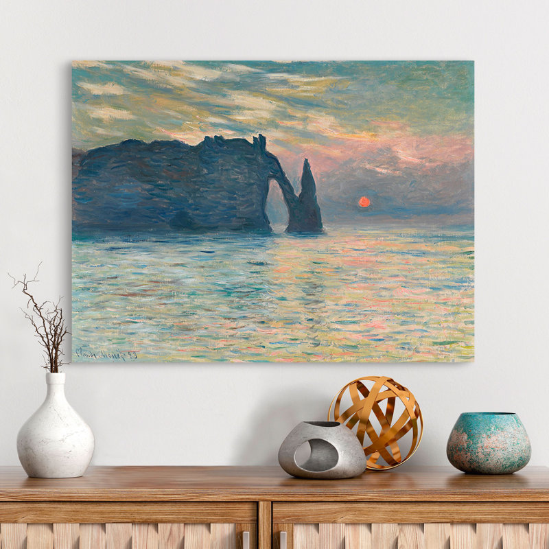 Sunrise At Etretat by Claude Monet - Wrapped Canvas Art Prints, 60cm H x 80cm W x 4cm D