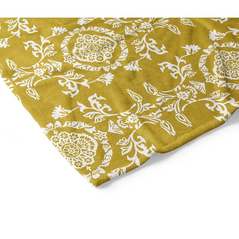 Couverture en velours Jackie, L 80 po x l 60 po, Floral doré