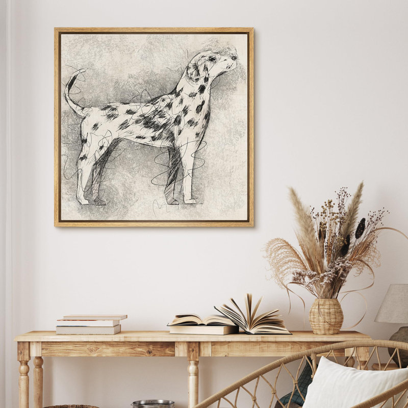 Dalmatien croquis de chien abstrait, illustrations d'animaux réalistes, décor panoramique, terre encadrée, Toile naturelle
